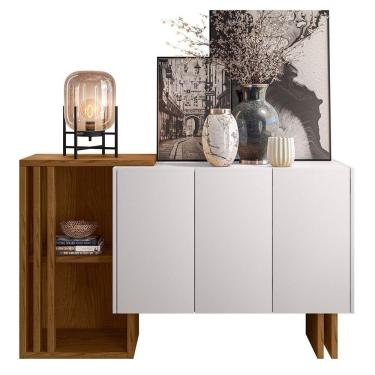 Imagem de Balcão Jasmin 03 Portas Off White E Ypê - D`Rossi