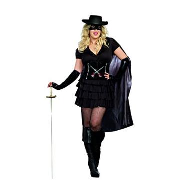 Imagem de Dreamgirl Fantasia feminina plus size de duas bordas, Preto, 3X/4X