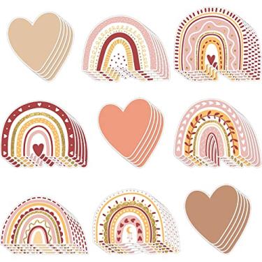 Imagem de Leinuosen Boho Decoração de sala de aula, recortes de corações, recortes de quadro de avisos, decorações de festa para artesanato, quadros de avisos, escola em casa, porta da escola, aniversário em