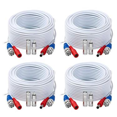 Imagem de Cabo de alimentação de vídeo BNC Tainston, pacote com 4 unidades, cabo de extensão BNC, pré-fabricado, fio de câmera de segurança de vídeo multifuncional com conectores para sistema de vigilância CCTV DVR