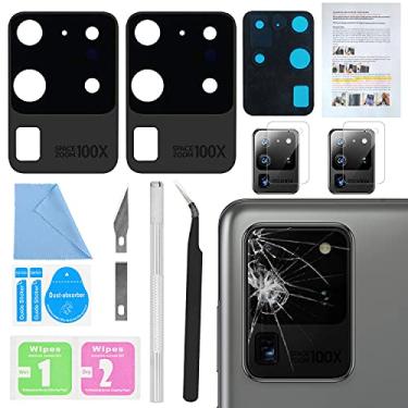 Imagem de 2 peças para Galaxy S20 Ultra Traseira Lente Traseira de Vidro de Reposição para Lentes Traseiras ASDAWN para Samsung Galaxy S20 Ultra 6,9" Todas as Operadoras com Filme de Lente + Manual de Instalação + Conjunto de Ferramentas de Reparo