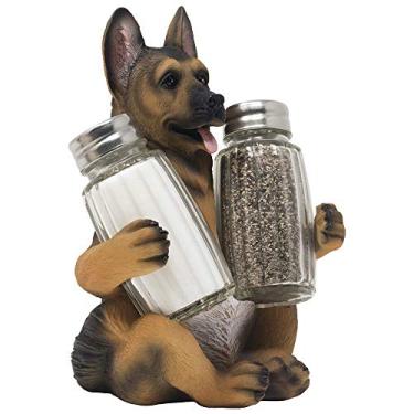 Imagem de Conjunto de saleiro e pimenteiro de cachorro da polícia alemã com suporte decorativo para decoração de cozinha, centros de mesa como K-9 presentes para policiais, da Home-n-Gifts