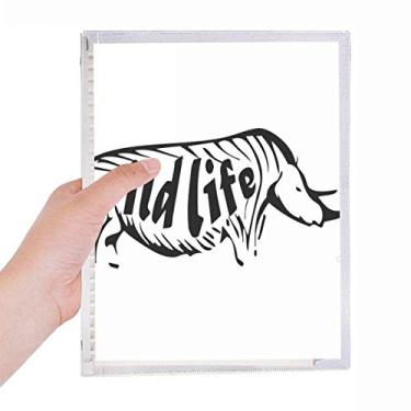 Imagem de Caderno natural com desenho de rinoceronte, folhas soltas, recarregável, diário de papelaria
