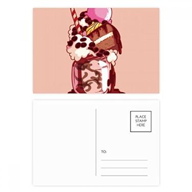 Imagem de Bolo Biscuit Cream Chocolate Sorvete Conjunto de Cartão Postal Cartão de Aniversário Mensagem de Obrigado