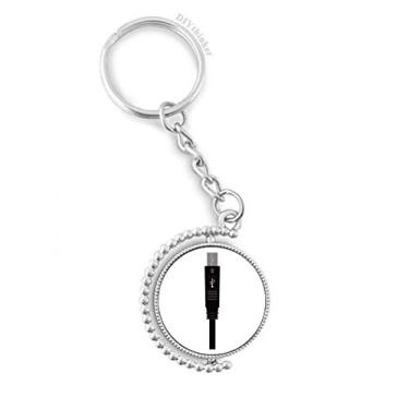Imagem de Cabo de carregamento preto USB Plug padrão giratório chaveiro anel acessórios disco clipe de corrente, Multicor