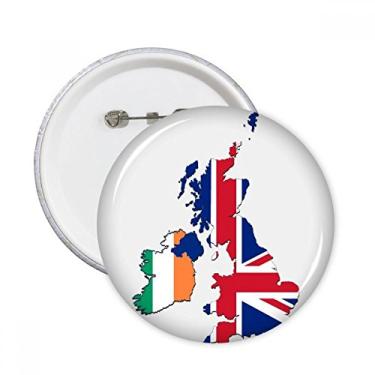 Imagem de Union Jack Reino Unido Grã-Bretanha, Irlanda, Mapa do país, alfinetes redondos, emblema, acessórios, decoração 5 peças