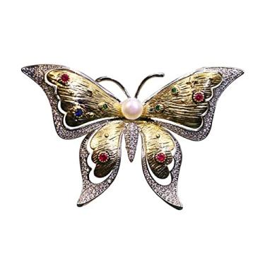 Imagem de KIZQYN Broche feminino de luxo de água doce pérola broche de borboleta personalidade broche feminino pino moda acessórios de vestuário acessório de fantasia