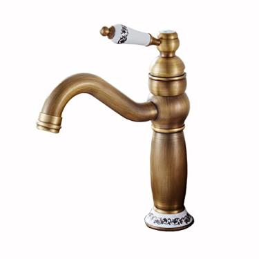 Imagem de LIDON Torneiras de banheiro Torneira de 360° para pia de banheiro Girar Torneira de pia de banheiro Torneira de furo único para pia de banheiro quente e fria, antigo A (cor: antigo A)