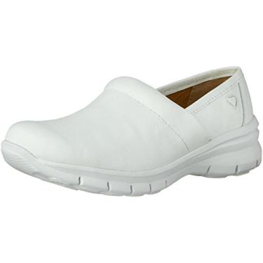 Imagem de Nurse Mates Libby Slip On feminino, couro de flor integral branco, EUA, Branco, 6