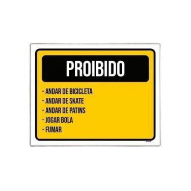 Imagem de Kit 3 Placa Sinalização - Proibido Bicileta Skate Fumar