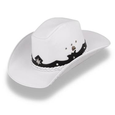 Imagem de Chapéu De Cowboy Country Texano Rodeio Branco Preto - Traiado