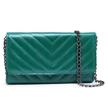 Imagem de Bolsa Clutch Feminina Pequena Matelasse Verde Metalizada CM Shoes