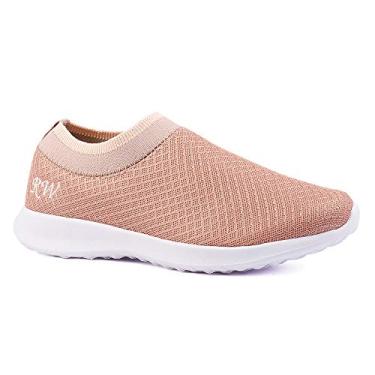 Imagem de Tênis Meia Sem Cadarço Leve Macio Slip On Runway Feminino Tamanho:37;Cor:Rosa