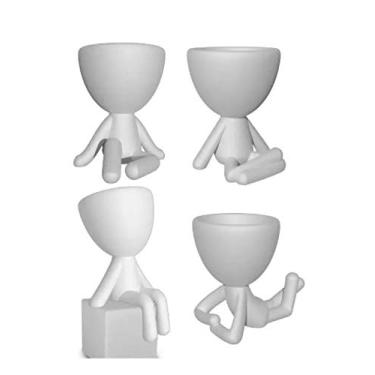 Imagem de Kit 5 Vasos Decorativos Suculentas Bbb - Bob Robert Plant (Branco)