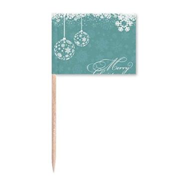 Imagem de Bola de floco de neve de Natal, bandeiras de palito, enfeite de festa
