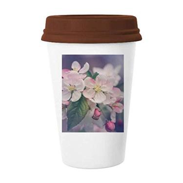 Imagem de Linda caneca de flores brancas rosa para copos de cerâmica copo de café