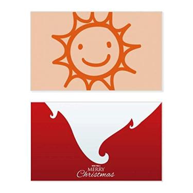 Imagem de Pintura à mão Orange Sun Smile Holiday Merry Christmas Cartões de parabéns Mensagem de Natal
