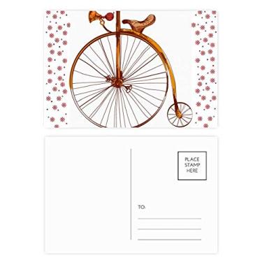 Imagem de Old Fashioned Bicycle High Wheeler Britain Christmas Flower Celebration Cartão postal Blessing Mailing Card