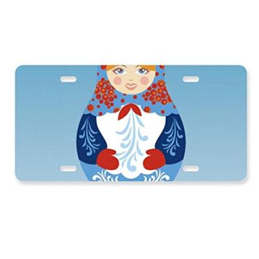Imagem de DIYthinker Etiqueta de aço inoxidável para decoração de placa de carro com símbolo russo de bonecas russas com símbolo da Rússia