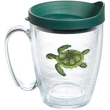 Imagem de Tervis Copo de viagem com isolamento térmico de parede dupla Tropical Animal Collection Made in USA mantém as bebidas frias e quentes, caneca de 473 ml, tartaruga
