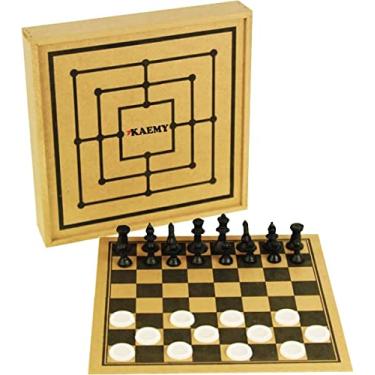 Imagem de Xadrez Dama e Trilha no Estojo de Madeira
