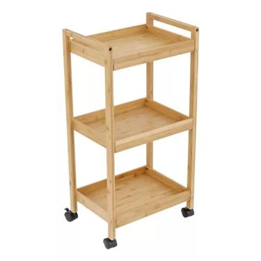 Imagem de Carrinho Organizador Multiuso Madeira Com Rodas 84x42x30cm