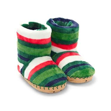 Imagem de Hatley Pantufas felpudas de lã para meninos, listras, infantil de 8 a 10