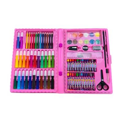 Imagem de Maleta Estojo De Pintura Desenho Infantil Kit 86 Peças Para Colorir