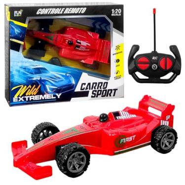 Imagem de Carrinho de Controle Remoto Brinquedo Carro Formula 1 Bateria Recarregável e Luz (Vermelho)