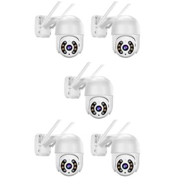 Imagem de KIT 5 Câmeras de Segurança Domo WiFi PTZ externa, Câmera IP sem fio com visão de 360°, Visão noturna colorida, Áudio bidirecional, Detecção de movimento, Alerta de atividade - BELLA NET