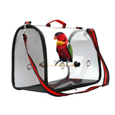 Imagem de Bolsa Pássarinho Mala Caixa Transporte Pássaro Aves Papagaios Calopsita (Vermelho)
