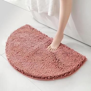 Imagem de YOUFINE Tapete de banheiro absorvente de semicírculo de chenille macio engrossado tapete antiderrapante tapete lavável à máquina seca rapidamente almofada de pé desgrenhada para quarto sala de estar