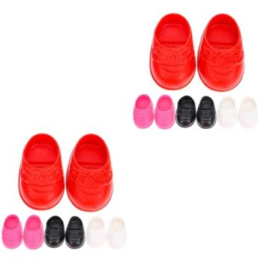 Imagem de ibasenice 8 Pares sapatos rasos roupas de meninas acessórios para fazer brinquedos de boneca de papai noel vestidos sapatos de boneca em miniatura sapatos em miniatura dedicada bebê