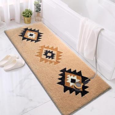 Imagem de Tapetes de banheiro Boho Runner 152 x 60 centímetros sotaque longo antiderrapante área boêmia tapete corredor para banheiro banheira cozinha entrada lavanderia quarto lavável tapete de cabeceira tapete de corredor, camelo