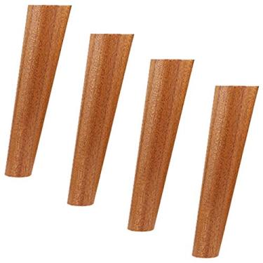 Imagem de Conjunto de 4 pernas de sofá de madeira, pés de móveis de mesa de café afunilados, pernas de substituição de armário, com placa de montagem e parafusos e tapetes antiderrapantes para sofá mesa cadeira