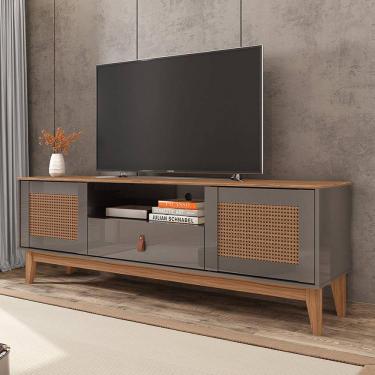 Imagem de Rack 2 Portas 1 Gaveta 160cm Esmeralda Versátile Casa D Cinza Perola/Noce