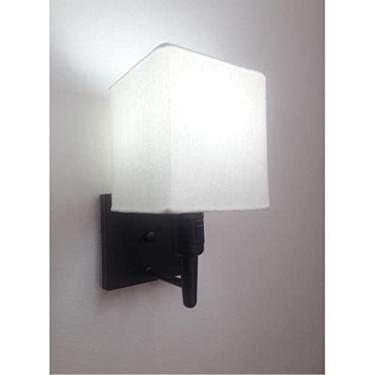 Imagem de Arandela Quadrada com Inter Liga e Cúpula Tecido, Vivare Iluminação, Arandela Parede2019 PRBR, Preto, Pequeno