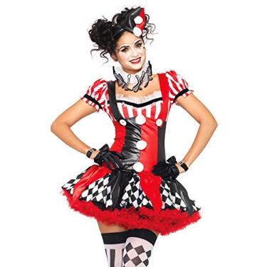 Imagem de Leg Avenue Fantasia de palhaço arlequim safado, Preto/vermelho, Medium