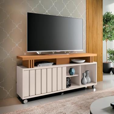 Imagem de Bancada Decorativa Grohl 1.3 Porta Deslizante TV até 50 Pol Off White/Cinamomo G26 - Gran Belo