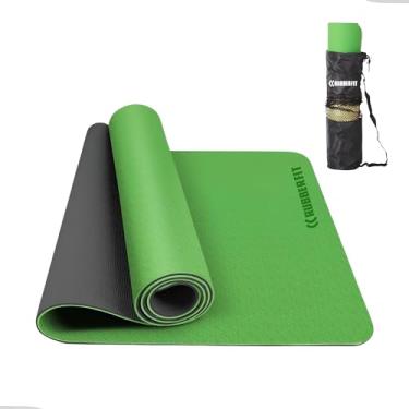 Imagem de Tapete de Yoga Antiderrapante TPE 6mm Pilates Biodegradável Ecológico com Bolsa (Preto e Verde)