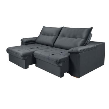 Imagem de Sofá 4 lugares Retrátil e Reclinavél Dalas Veludo Grafite 290 cm