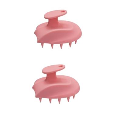 Imagem de DOITOOL 2 Unidades Escova de shampoo de silicone portátil xampu massageador de couro cabeludo massageador de cabeça para cabelo escova de lavar cabelo Cuidado pente de cabelo escovar rosa