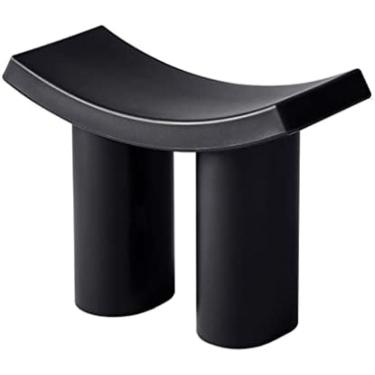 Imagem de Banqueta baixa de plástico criativa, à prova d'água, antiderrapante, banheiro, chuveiro, troca confortável, assento para sapatos, sala de estar, quarto, cozinha, 58 x 26 x 45 cm, preto
