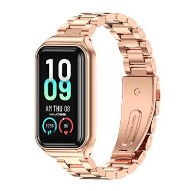 Imagem de MIJOBS Pulseira de substituição para Amazfit Band 7 de metal compatível com smartwatch Amazfit 7 Fitness Tracker