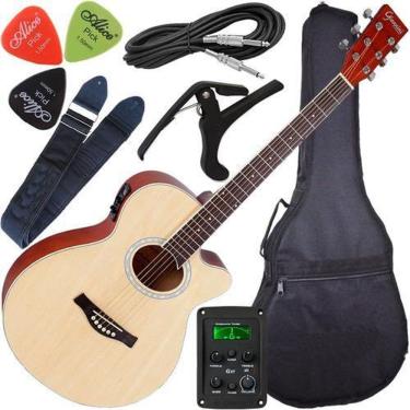 Imagem de Kit Violão Eletroacústico Folk + Capotraste Gsf1R Giannini