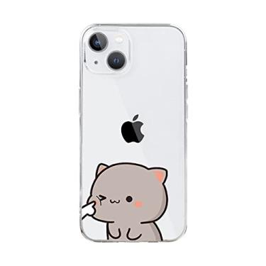 Imagem de Capa de telefone de casal de gato engraçado para iPhone 13 14 12 11 15 Pro Max Mini X XR XS 7 8 Plus SE Animal de desenho animado transparente capas emparelhadas, estilo 10, para iphone 13