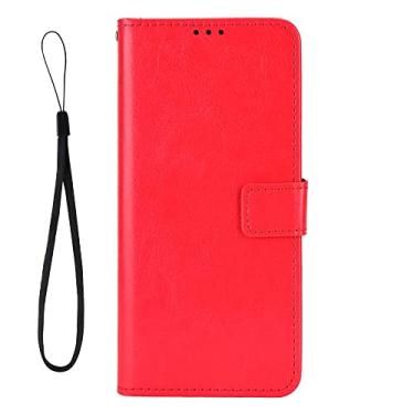 Imagem de Capa adequada para Sony Xperia XA3 Ultra, capa flip de couro com design em pé, capa carteira de telefone com slots de cartão vermelha