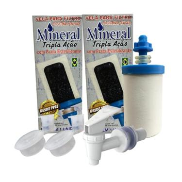 Imagem de Kit 2 Velas Filtro Barro Tripla Ação Esterilizante + 2 Boias + Torneira Clic (KIT COM TORNEIRA BRANCA)