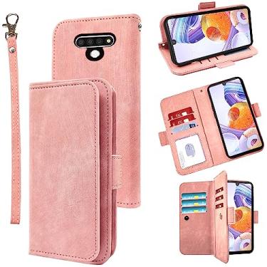 Imagem de Furiet Compatível com LG Stylo 6/Stylo6 Plus/K71 Stylus Capa carteira alça de pulso couro flip suporte suporte acessórios celular capa para celular LGStylo6 6+ 6plus Six 2020 mulheres homens rosa