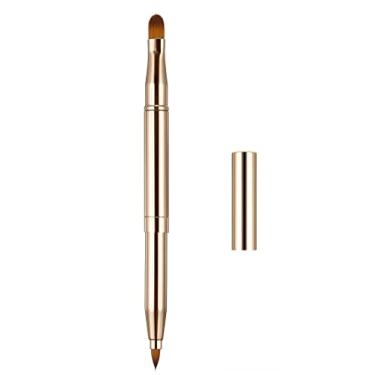 Imagem de Requintados aplicadores profissionais de pincel labial - pincéis de batom retráteis - pincel de maquiagem brilhante para mulheres e meninas (duas cabeças-dourado)